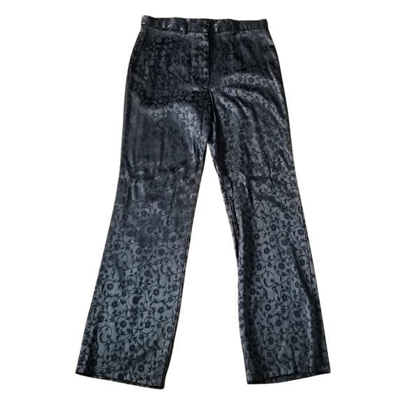 Vintage 90s Brocade Black Jacquard Damask Pants – Baroque Gothic Vamp Trousers - Picture 3 of 4